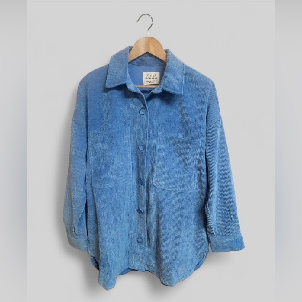Corduroy Shacket Blue Size Small  NWT